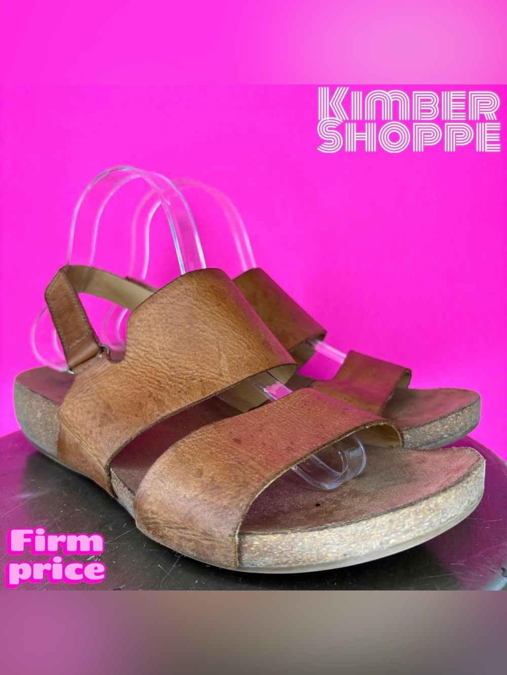 Korks Yanidel Tan Leather Open Toe Slingback Sandal US 10 UK 8 EU 40.5